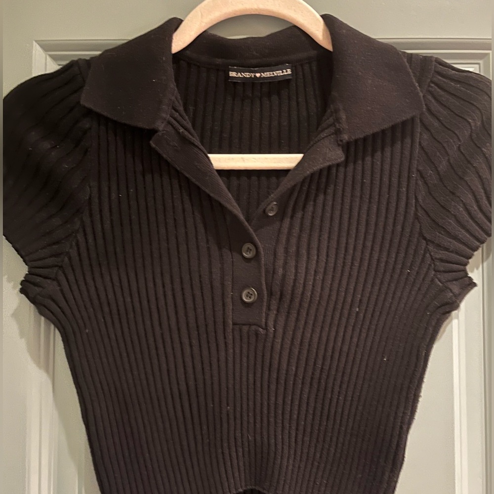 Brandy Melville back collared black crop top